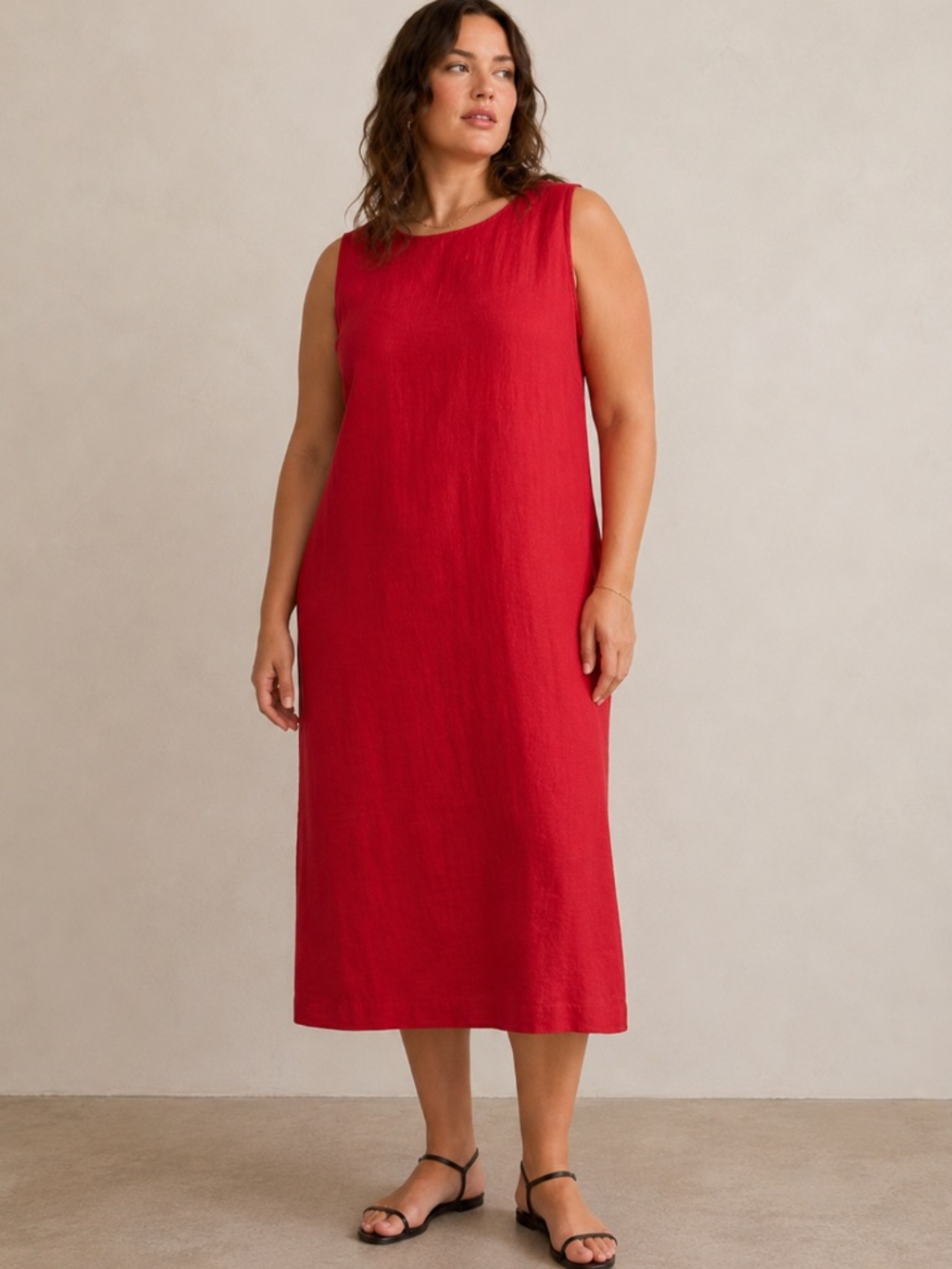 NWT Vintage Adolfo Studios Red Linen Blend Shift Dress Plus Size 26W